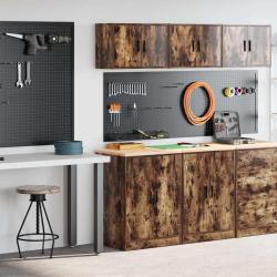 Armoires de garage 2 pcs ch&ecirc;ne fum&eacute; bois d'ing&eacute;nierie
