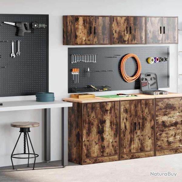 Armoires de garage 2 pcs ch�ne fum� bois d'ing�nierie