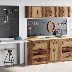 Armoires de garage 2 pcs vieux bois bois d'ing&eacute;nierie