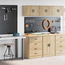 Armoires de garage 2 pcs ch&ecirc;ne sonoma bois d'ing&eacute;nierie
