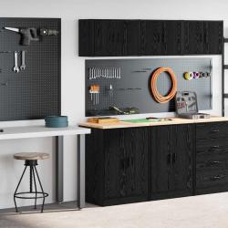 Armoires de garage 2 pcs noir bois d'ing&eacute;nierie