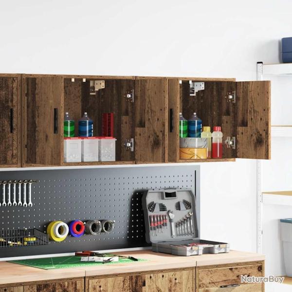 Armoires murales de garage 2 pcs vieux bois bois d'ing�nierie