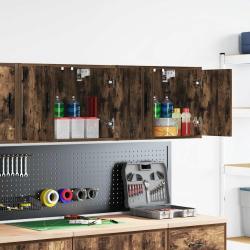 Armoires murales de garage 2 pcs ch&ecirc;ne fum&eacute; bois d'ing&eacute;nierie