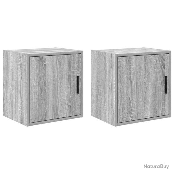 Armoires murales de garage 2 pcs sonoma gris bois d'ingnierie alsavelo