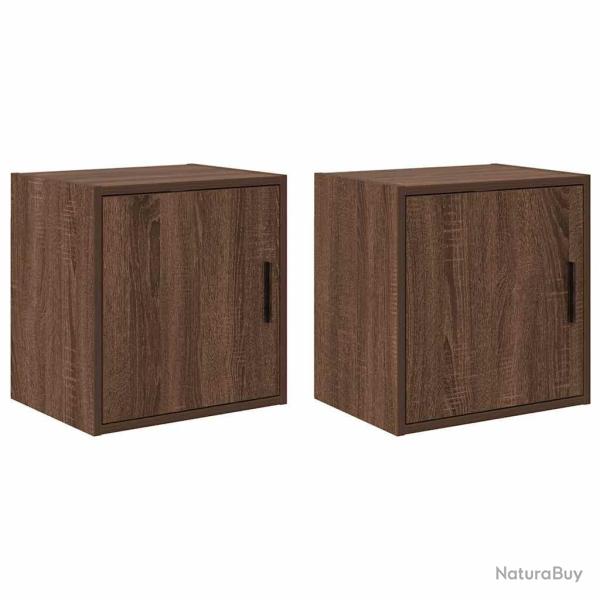 Armoires murales de garage 2 pcs ch�ne marron bois d'ing�nierie