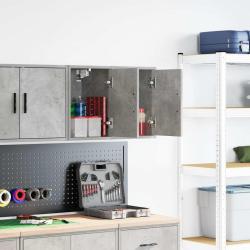 Armoires murales de garage 2 pcs gris b&eacute;ton bois d'ing&eacute;nierie