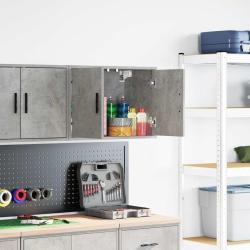 Armoire murale de garage gris b&eacute;ton bois d'ing&eacute;nierie