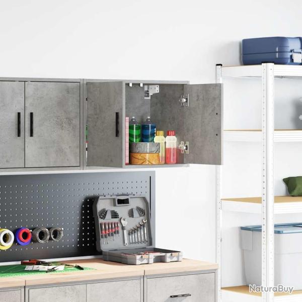 Armoire murale de garage gris b�ton bois d'ing�nierie