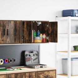 Armoire murale de garage ch&ecirc;ne fum&eacute; bois d'ing&eacute;nierie