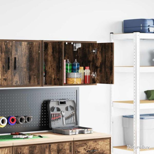 Armoire murale de garage chne fum bois d'ingnierie alsavelo