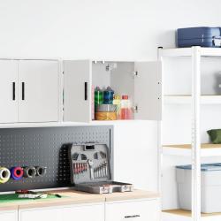 Armoire murale de garage blanc bois d'ing&eacute;nierie