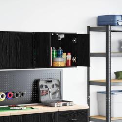 Armoire murale de garage noir bois d'ing&eacute;nierie