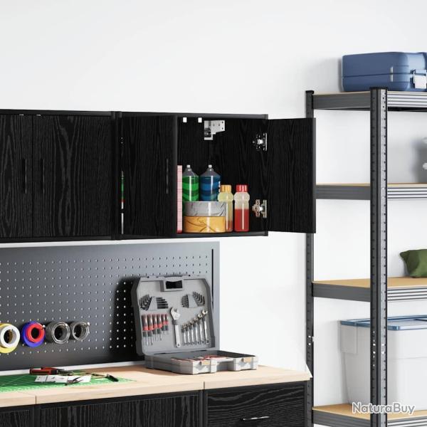 Armoire murale de garage noir bois d'ing�nierie