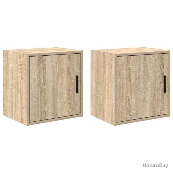 Armoires murales de garage 2 pcs ch�ne sonoma bois d'ing�nierie