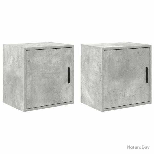 Armoires murales de garage 2 pcs gris b�ton bois d'ing�nierie