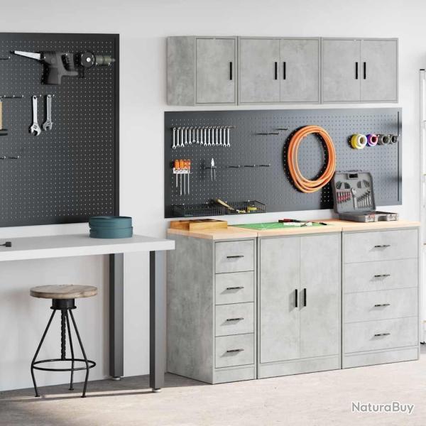 Armoires de garage 2 pcs gris b�ton bois d'ing�nierie alsavelo