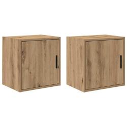 Armoires murales garage 2 pcs ch&ecirc;ne artisanal bois d'ing&eacute;nierie