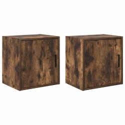 Armoires murales de garage 2 pcs ch&ecirc;ne fum&eacute; bois d'ing&eacute;nierie
