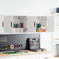 Armoires murales de garage 2 pcs blanc bois d'ing&eacute;nierie