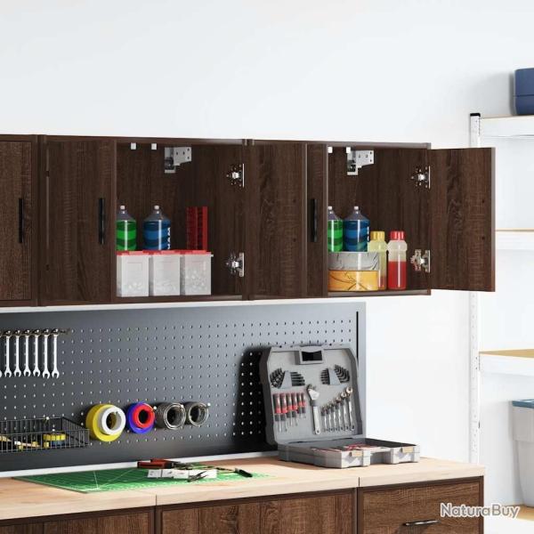 Armoires murales de garage 2 pcs chne marron bois d'ingnierie alsavelo