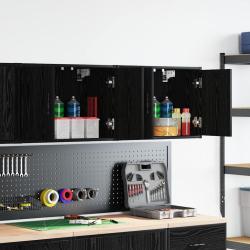Armoires murales de garage 2 pcs noir bois d'ing&eacute;nierie