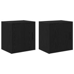 Armoires murales de garage 2 pcs noir bois d'ing&eacute;nierie