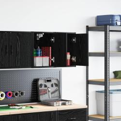 Armoires murales de garage 2 pcs noir bois d'ing&eacute;nierie