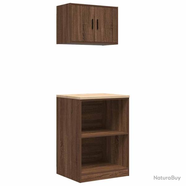 Armoires de garage 2 pcs chne marron bois d'ingnierie alsavelo