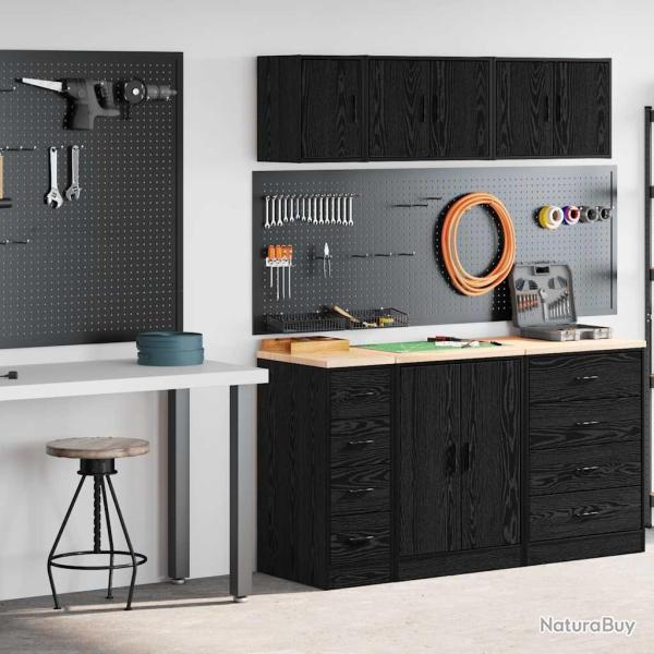 Armoires de garage 2 pcs noir bois d'ingnierie alsavelo