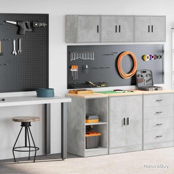 Armoires de garage 2 pcs gris b�ton bois d'ing�nierie