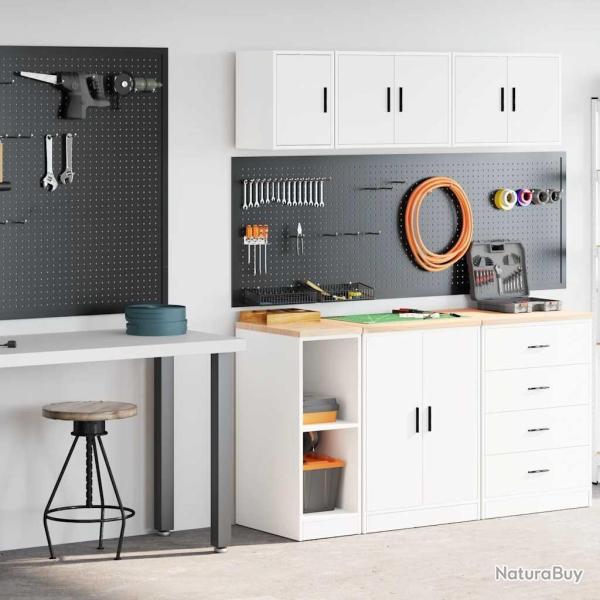 Armoires de garage 2 pcs blanc bois d'ingnierie alsavelo