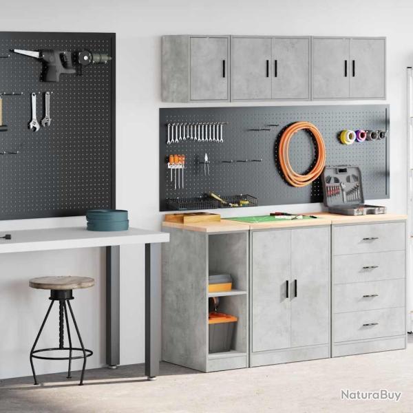 Armoires de garage 2 pcs gris b�ton bois d'ing�nierie alsavelo
