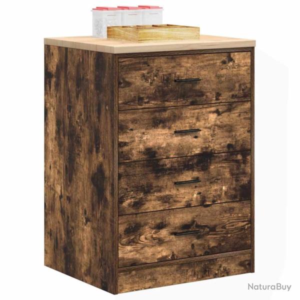 Armoire de rangement de garage chne fum 60x51x85 cm bois pin alsavelo