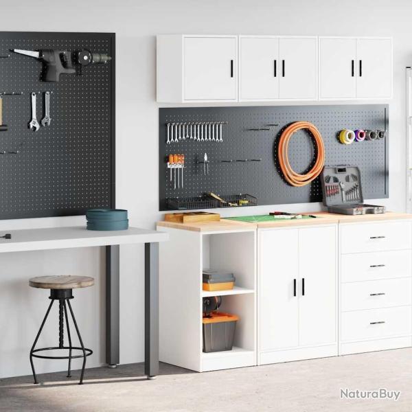 Armoires de garage 2 pcs blanc bois d'ingnierie alsavelo