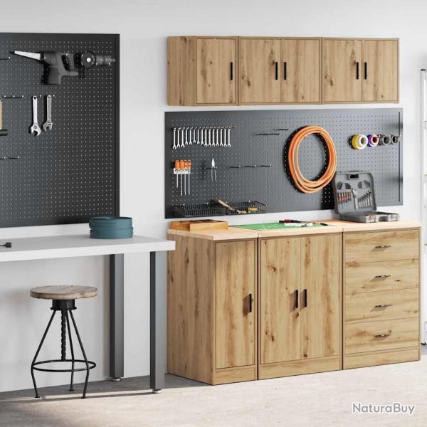 Armoires garage 2 pcs ch�ne artisanal bois d'ing�nierie