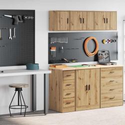 Armoires garage 2 pcs ch&ecirc;ne artisanal bois d'ing&eacute;nierie