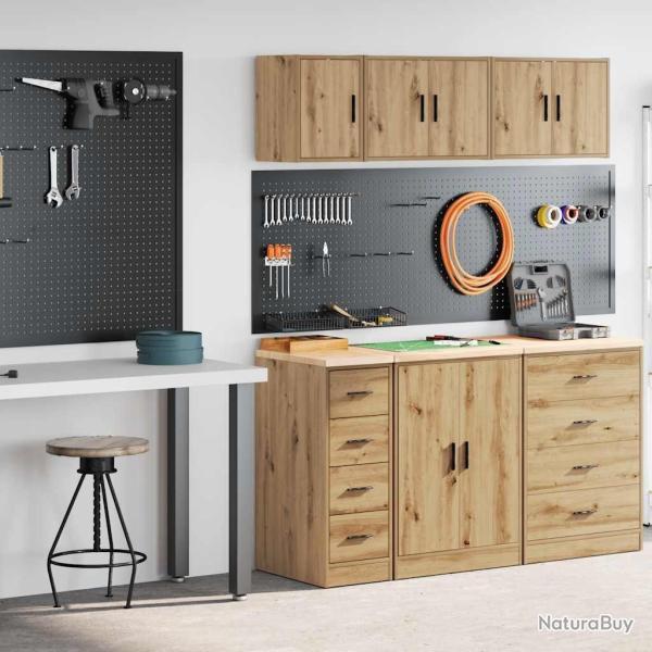 Armoires garage 2 pcs ch�ne artisanal bois d'ing�nierie alsavelo