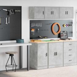 Armoires de garage 2 pcs gris b&eacute;ton bois d'ing&eacute;nierie