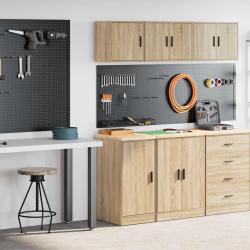 Armoires de garage 2 pcs ch&ecirc;ne sonoma bois d'ing&eacute;nierie alsavelo