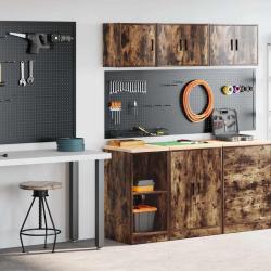 Armoires de garage 2 pcs ch&ecirc;ne fum&eacute; bois d'ing&eacute;nierie
