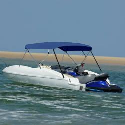 Auvent bimini &agrave; 4 arceaux Bleu marine 243x(230-244)x137 cm