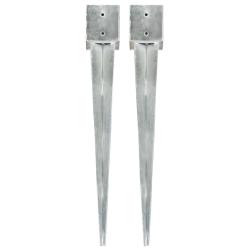 Piquets au sol 2 pcs Argent&eacute; 12x12x89 cm Acier galvanis&eacute;