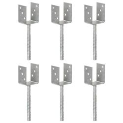 Piquets de cl&ocirc;ture 6 pcs Argent&eacute; 8x6x30 cm Acier galvanis&eacute;