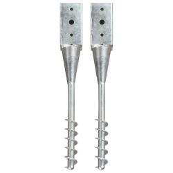 Piquets au sol 2 pcs Argent&eacute; 7x7x56 cm Acier galvanis&eacute;