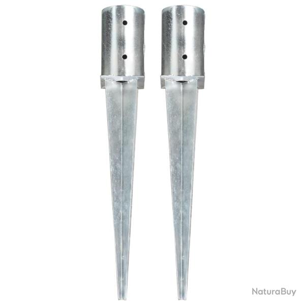 Piquets au sol 2 pcs Argent� 8x61 cm Acier galvanis� alsavelo