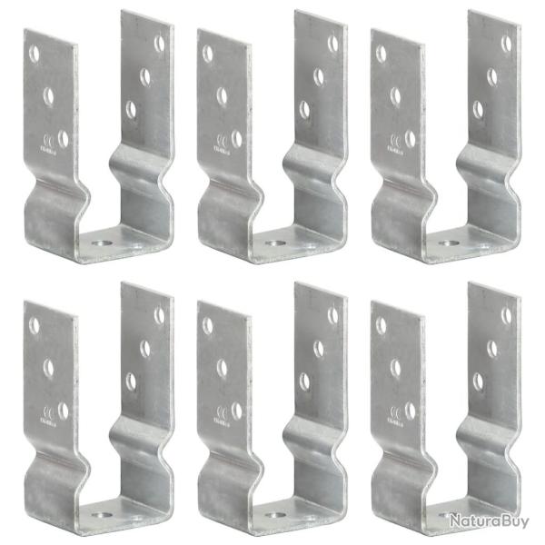 Piquets de cl�ture 6 pcs Argent� 7x6x15 cm Acier galvanis�