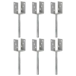 Piquets de cl&ocirc;ture 6 pcs Argent&eacute; 7x6x30 cm Acier galvanis&eacute;