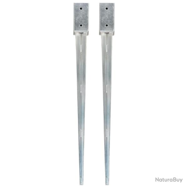 Piquets au sol 2 pcs Argent� 7x7x90 cm Acier galvanis� alsavelo