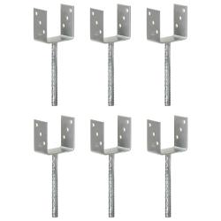 Piquets de cl&ocirc;ture 6 pcs Argent&eacute; 10x6x30 cm Acier galvanis&eacute;
