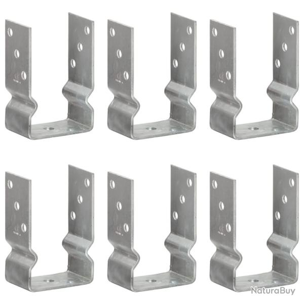 Piquets de clture 6 pcs Argent 9x6x15 cm Acier galvanis alsavelo